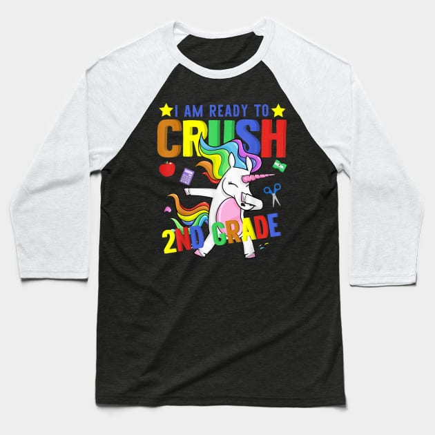 2nd Grade Dabbing Unicorn Funny Back to School Girls Gift Baseball T-Shirt by FONSbually
